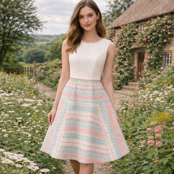 Shoshanna Dresses & Skirts - Shoshanna Tweed Dress Fit & Flare Sleeveless Size Medium Knee Length